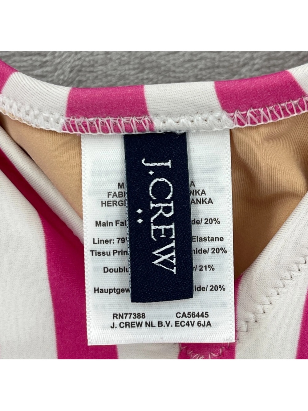 J. Crew 3X Pink & White Striped Tie-Shoulder One-Piece - Picture 9 of 16